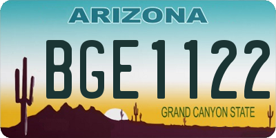 AZ license plate BGE1122