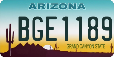 AZ license plate BGE1189