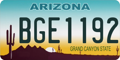 AZ license plate BGE1192