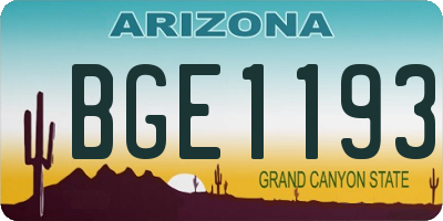 AZ license plate BGE1193