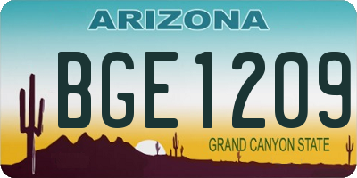 AZ license plate BGE1209