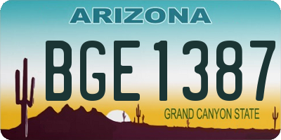 AZ license plate BGE1387