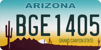 AZ license plate BGE1405