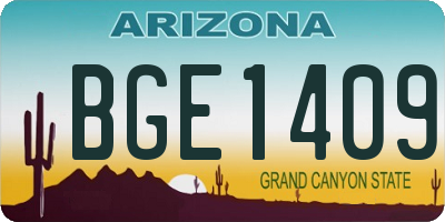 AZ license plate BGE1409