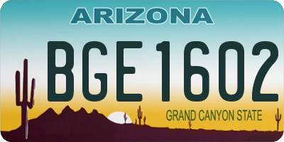 AZ license plate BGE1602