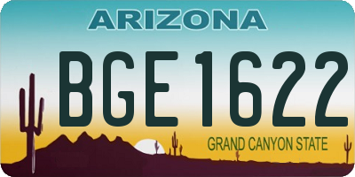 AZ license plate BGE1622