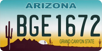 AZ license plate BGE1672