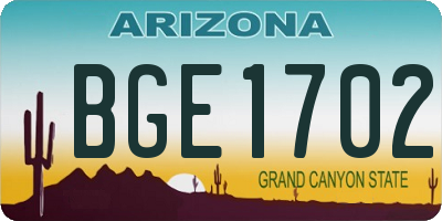 AZ license plate BGE1702