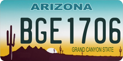 AZ license plate BGE1706