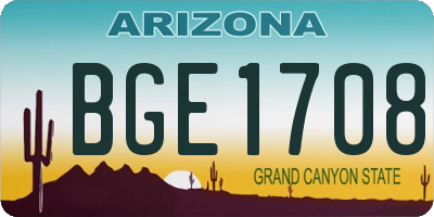 AZ license plate BGE1708