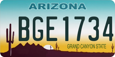 AZ license plate BGE1734