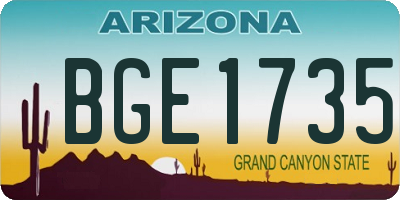 AZ license plate BGE1735