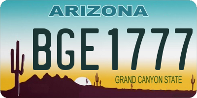 AZ license plate BGE1777