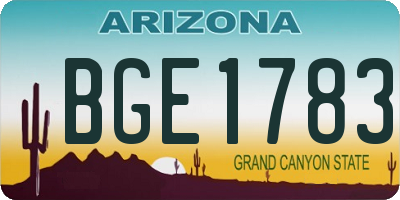AZ license plate BGE1783