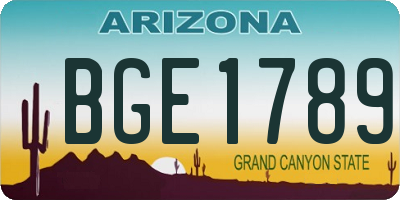 AZ license plate BGE1789