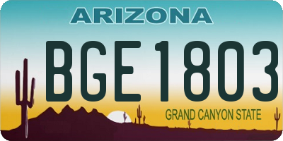 AZ license plate BGE1803