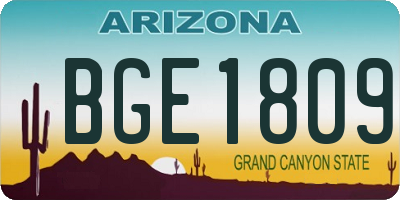 AZ license plate BGE1809