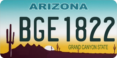 AZ license plate BGE1822