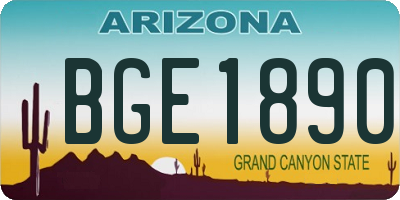 AZ license plate BGE1890