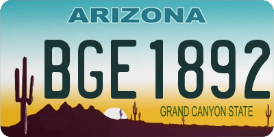 AZ license plate BGE1892