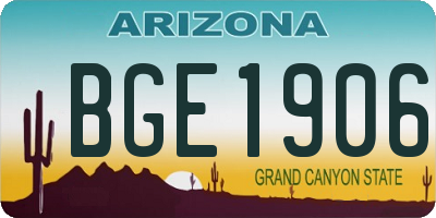 AZ license plate BGE1906