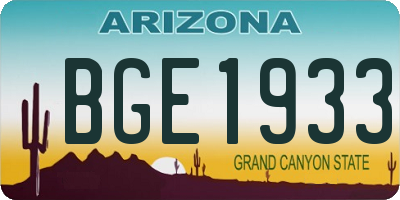 AZ license plate BGE1933