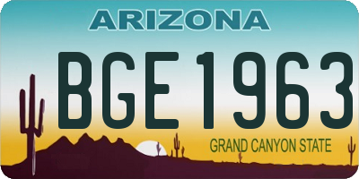 AZ license plate BGE1963