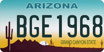 AZ license plate BGE1968