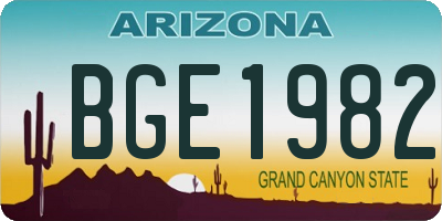 AZ license plate BGE1982