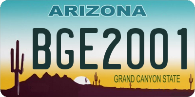 AZ license plate BGE2001