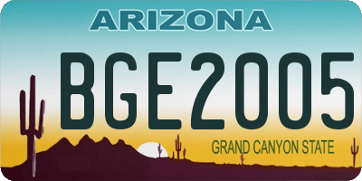 AZ license plate BGE2005