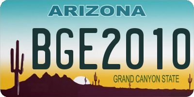 AZ license plate BGE2010