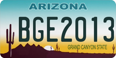 AZ license plate BGE2013
