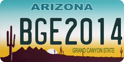 AZ license plate BGE2014