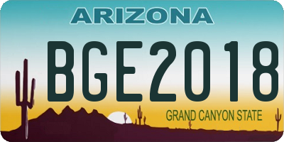 AZ license plate BGE2018