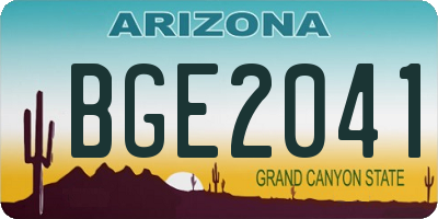 AZ license plate BGE2041