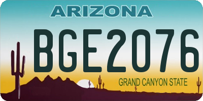 AZ license plate BGE2076