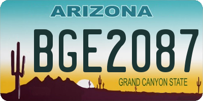 AZ license plate BGE2087