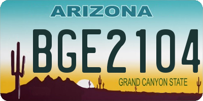 AZ license plate BGE2104
