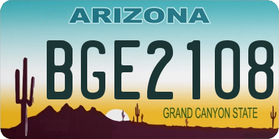 AZ license plate BGE2108