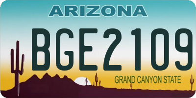 AZ license plate BGE2109