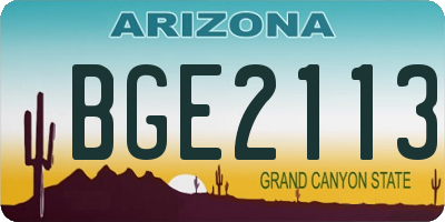 AZ license plate BGE2113