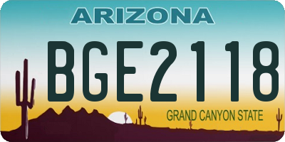 AZ license plate BGE2118