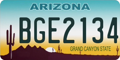 AZ license plate BGE2134