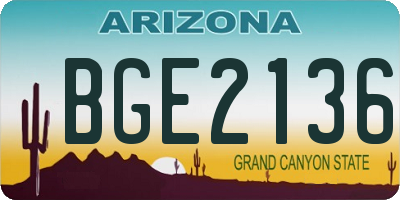AZ license plate BGE2136