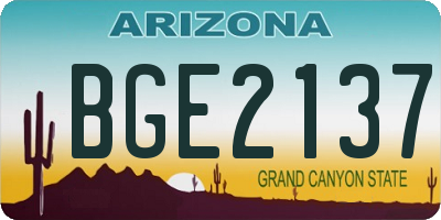 AZ license plate BGE2137