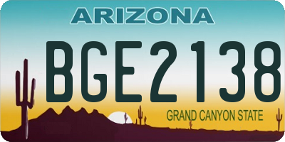 AZ license plate BGE2138