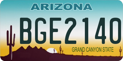 AZ license plate BGE2140