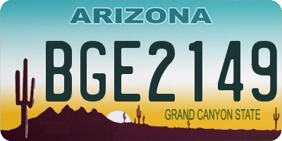 AZ license plate BGE2149