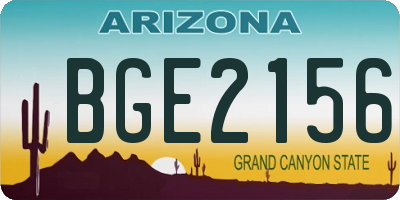 AZ license plate BGE2156